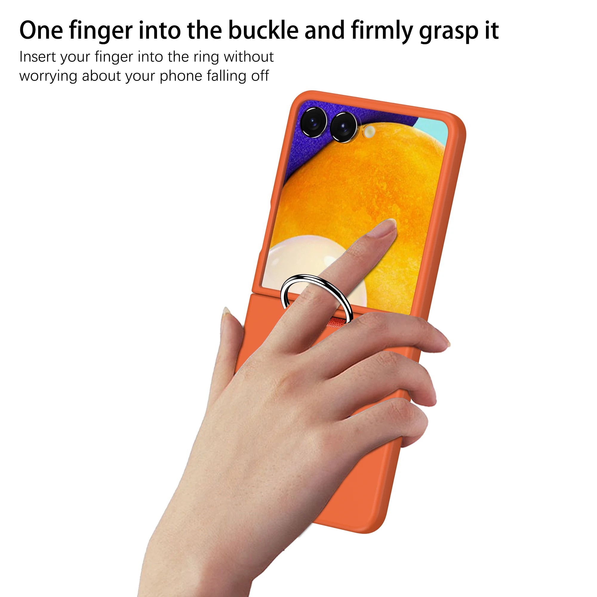 Funda de teléfono plegable de Color sólido con hebilla D de lujo para Samsung Galaxy Z Flip 7 FE 6 5 4 3 Flip7 Flip6 mate PC cubierta trasera a prueba de golpes - imagen 4