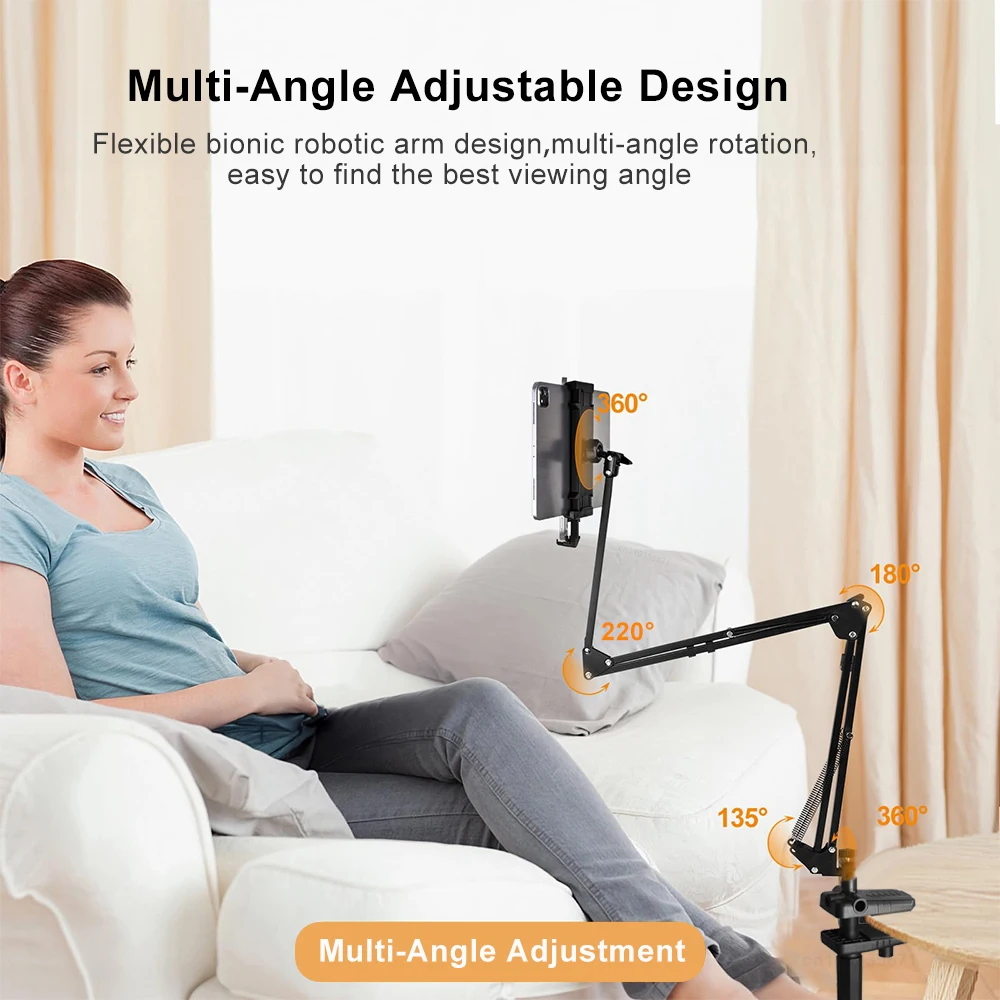 Soporte para tableta para cama, soporte giratorio para teléfono para iPad Pro de 4-12,9 pulgadas, Samsung Tab, Xiaomi Pad, soporte ajustable para tableta, brazo largo - imagen 4