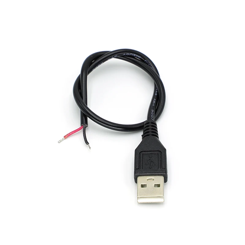 10 Uds USB 2,0 enchufe macho 2pin Cable desnudo Cable de alimentación USB Cable Pigtail DIY para equipo USB instalado reemplazar reparación DIY ﻿ - imagen 2