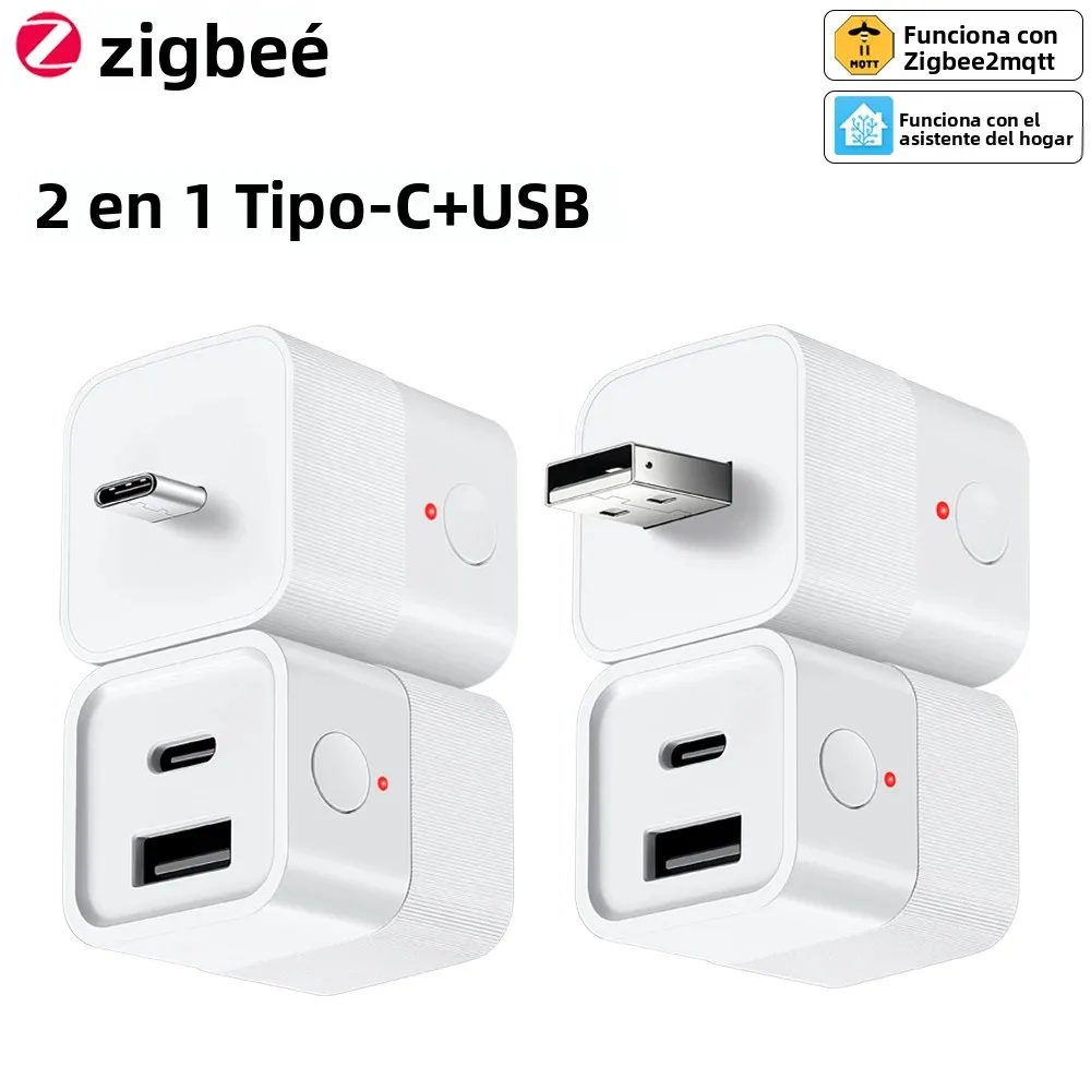 Interruptor adaptador USB inteligente Zigbee 3,0 2 en 1 Mini USB tipo C enchufe adaptador de corriente funciona con el asistente doméstico Zigbee2MQTT ZHA