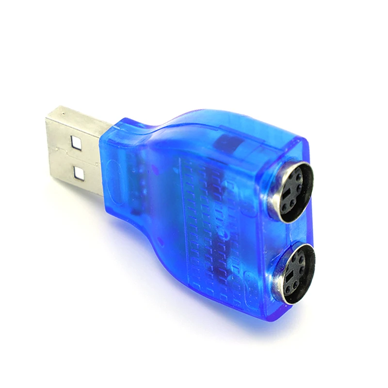 1/2/5PCS Azul con chip para su teclado/ratón PS/2 Adaptador convertidor USB 2.0 a PS 2 - imagen 2