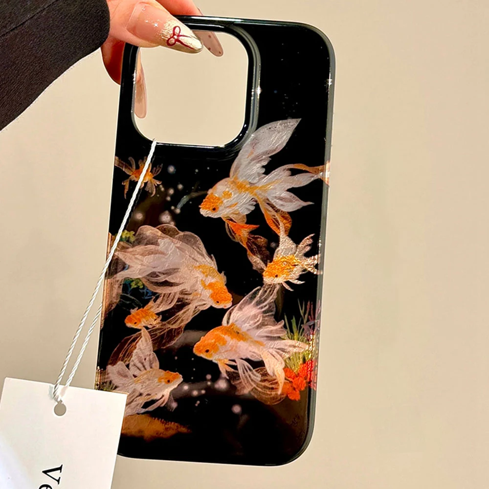 Funda de teléfono con diseño de vórtice degradado de pez dorado para Xiaomi 14T 13T 11 Lite NE Poco X5 M6 X6 X7 X3 Pro NFC C65 C61 M5S, funda de lujo - imagen 3