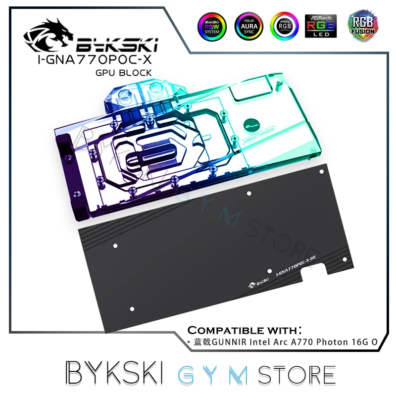 Bykski-bloque de agua GPU para GUNNIR Intel Arc A770, tarjeta de fotones 16G OC/radiador de refrigeración de cobre RGB, I-GNA770POC-X - imagen 2
