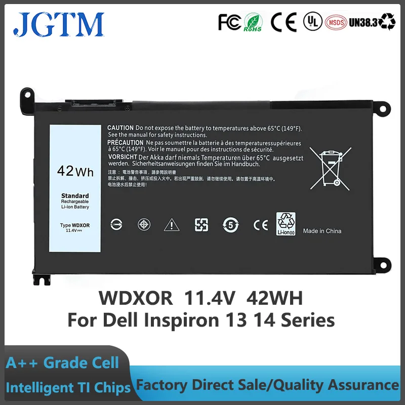 Batería de ordenador portátil para Dell Inspiron 13, 5368, 5378, 5379, 14, 7368, 7460, P58F, FC92N, 3CRH3, T2JX4, CYMGM, P69G001, 0C4HCW, WDXOR, 42WH, WDX0R