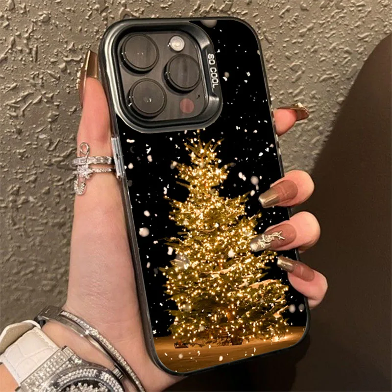 Funda de teléfono IMD electrochapada de alce y árbol de Navidad para Xiaomi Redmi 14C 13 12 Redmi Note 14 13 12 11 10 Pro Plus 12S 11S cubierta dura - imagen 4