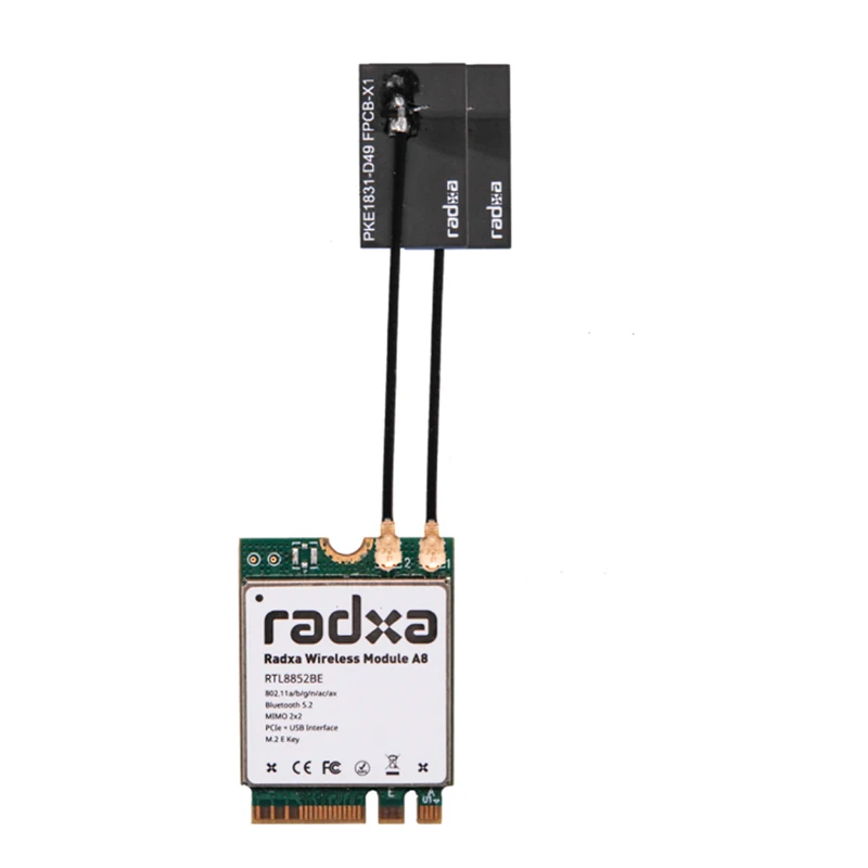 Módulo inalámbrico Radxa A8 WiFi6 / BT5.2 Antena dual compatible con PCIe M.2 E K - imagen 2