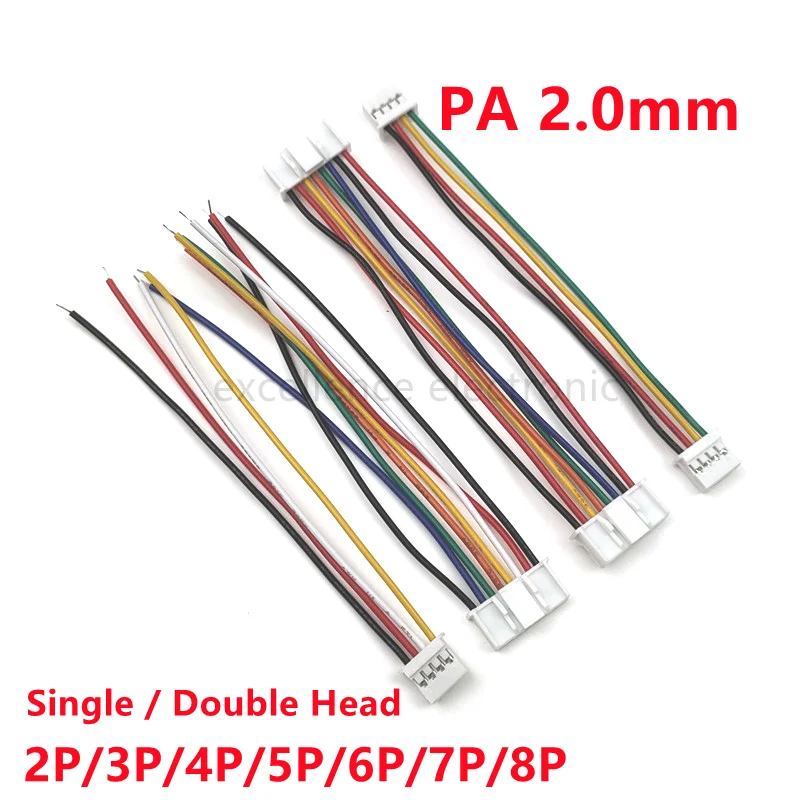 Cable de Terminal PA2.0 de 5 uds., extremo doble único con cable de conexión de hebilla 26AWG 10/15/20CM PA 2,0mm, carcasa inversa misma dirección