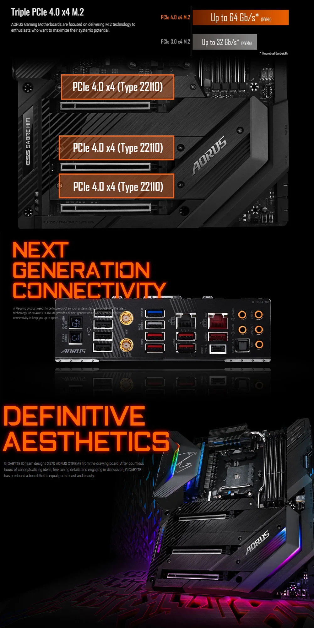 Un anuncio de computadora con una imagen de una torre de computadora y las palabras conectividad de próxima generación y una estética definitiva