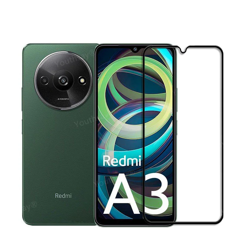 Cubierta completa de vidrio templado para Redmi A3, Protector de pantalla para Xiaomi Redmi A3 A2 A1 Plus, película protectora para teléfono Redmi A3 - imagen 3