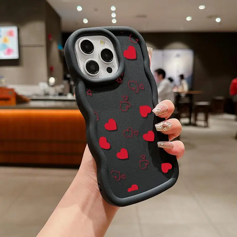 Funda lateral para Xiaomi Poco M6 Pro, carcasa suave con dibujos animados, Color Negro, Rosa, corazón de amor, 4G, X6, X5, X3, M3 - imagen 2