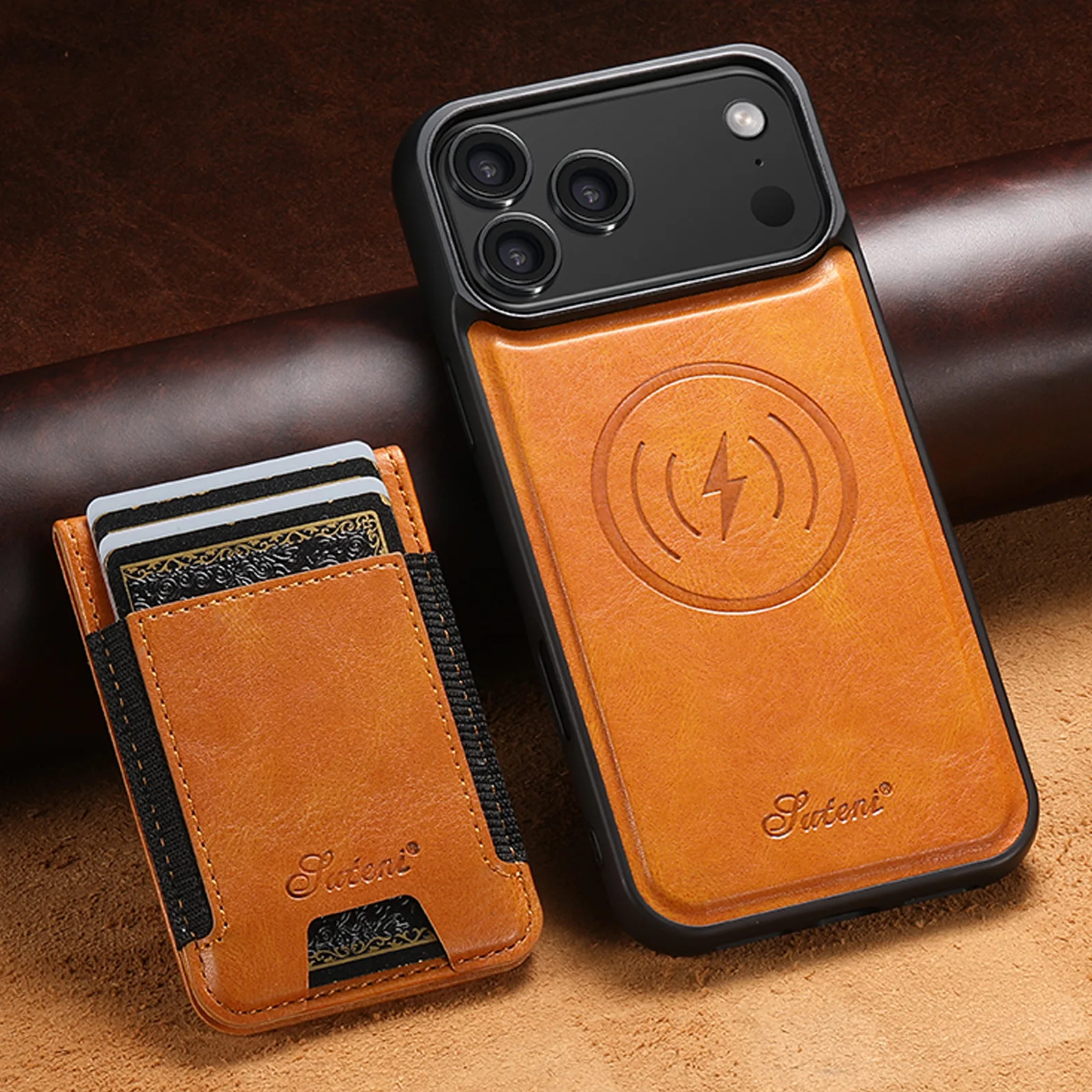 Funda con soporte tipo billetera magnética para iPhone 17 Air Pro Max 16 15 14 13 12 Plus, funda de cuero con soporte Mag-safe, Fundas a prueba de golpes - imagen 2