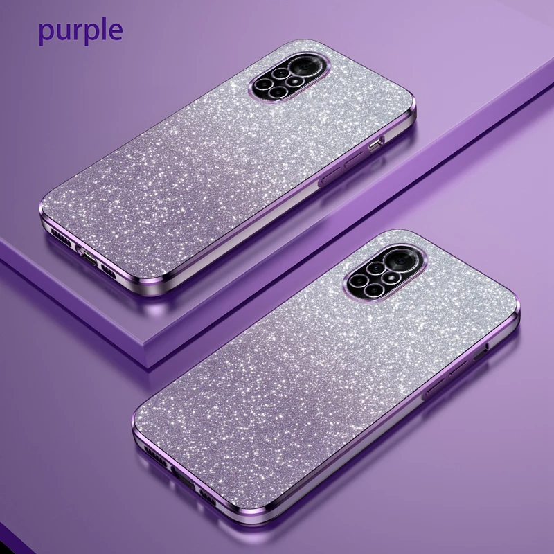 Funda de teléfono para Huawei nova 8 Pro, carcasa trasera de silicona con brillo degradado de lujo