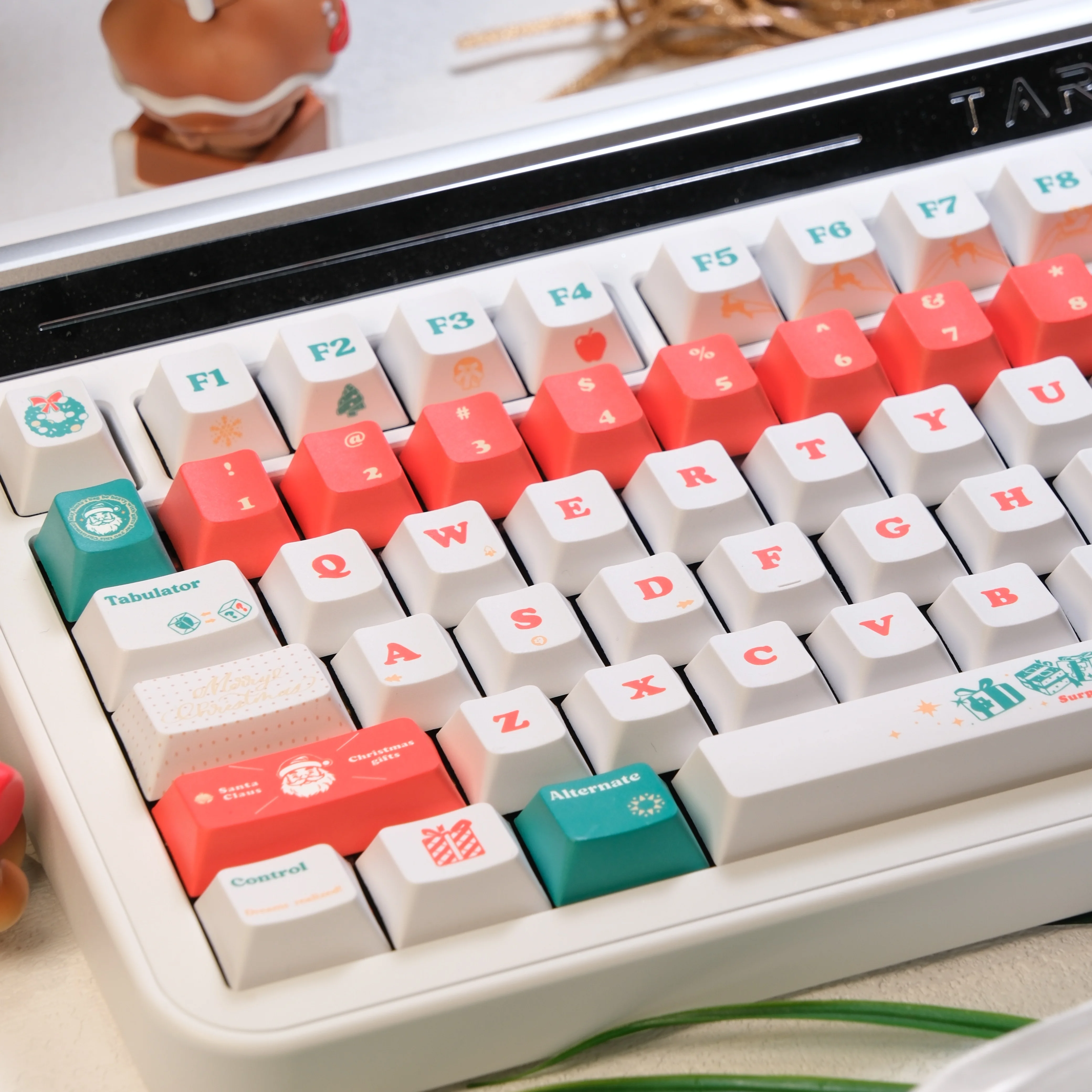 Alce Keycap Cherry Profile PBT sublimación térmica de cinco lados rojo verde Feliz Navidad tema Keycaps para teclado mecánico - imagen 5