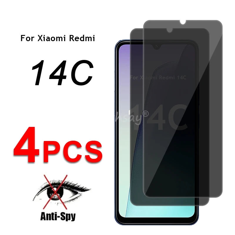 Vidrio de pantalla de privacidad para Xiaomi Redmi 14C, película protectora antiespía de vidrio, película de vidrio templado Redmi 14C, película de pantalla Redmi 14C