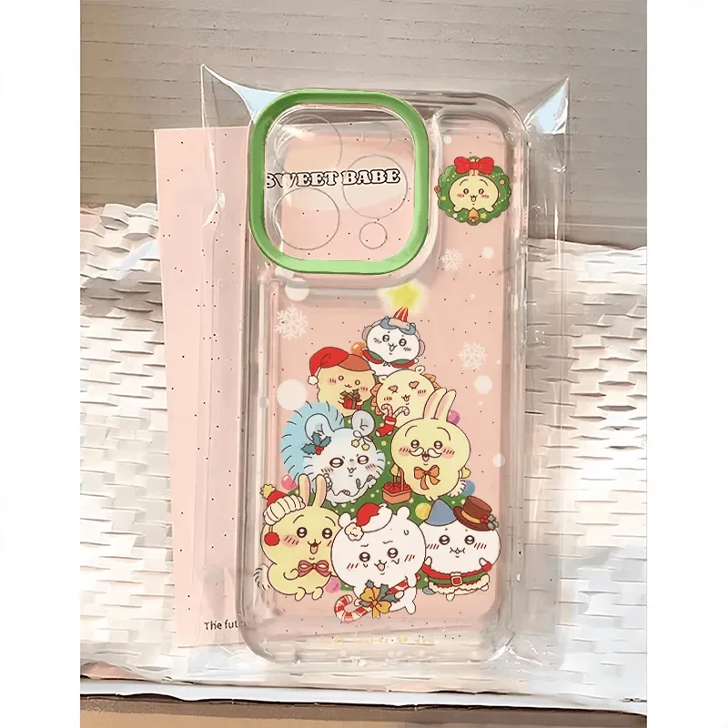 Navidad c-chiikawa Kawaii funda de teléfono de dibujos animados para iPhone 11 12 13 14 15 16 17 Pro Max X XR XS MAX 16e 7 8 Plus Y2K funda suave