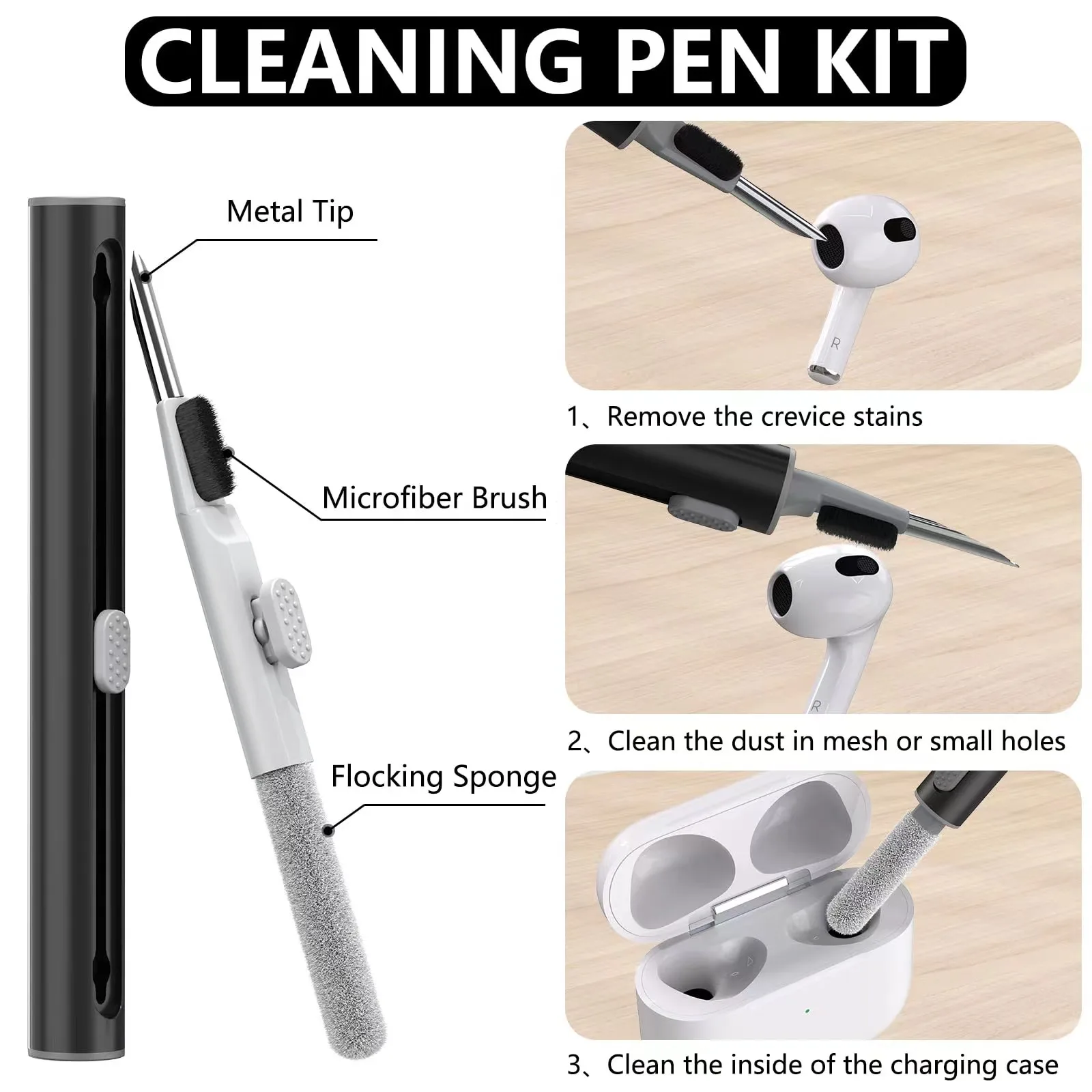 Funda protectora de silicona suave para Apple AirPod Pro 2ª/1ª generación, Kit de limpiador para hombres y mujeres, 3 - imagen 3