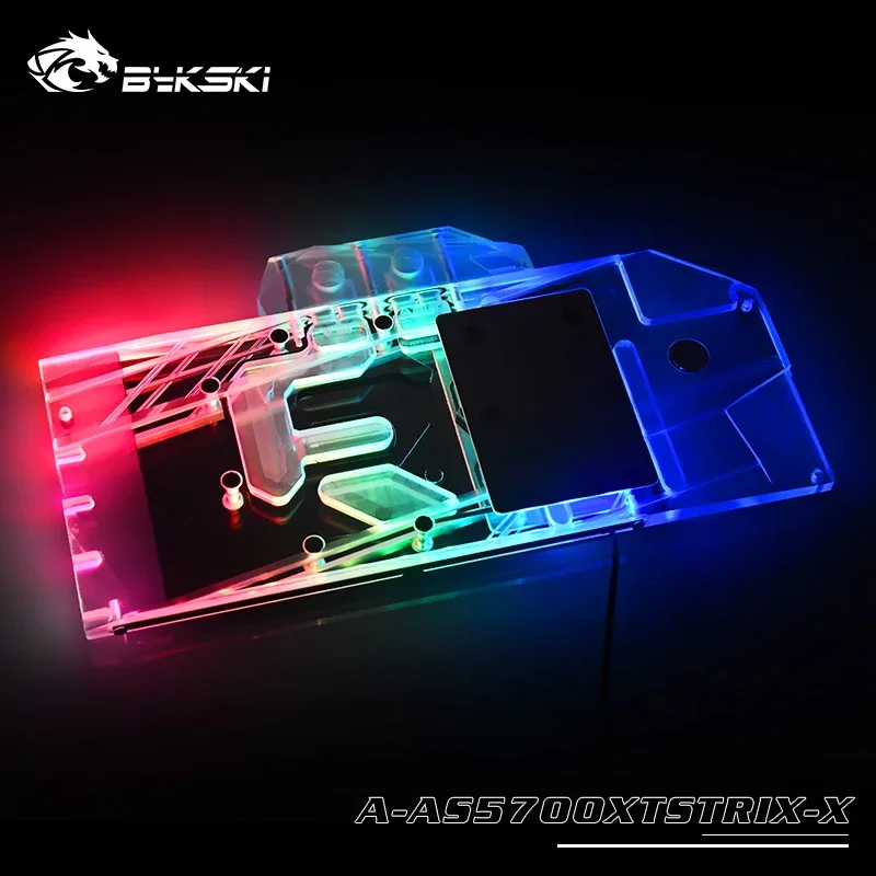 Bykski bloque de agua para ASUS ROG STRIX RX5700XT O8G GAMING/bloque de radiador de cobre de cubierta completa/3PIN 5V A-RGB/4PIN 12V RGB - imagen 3