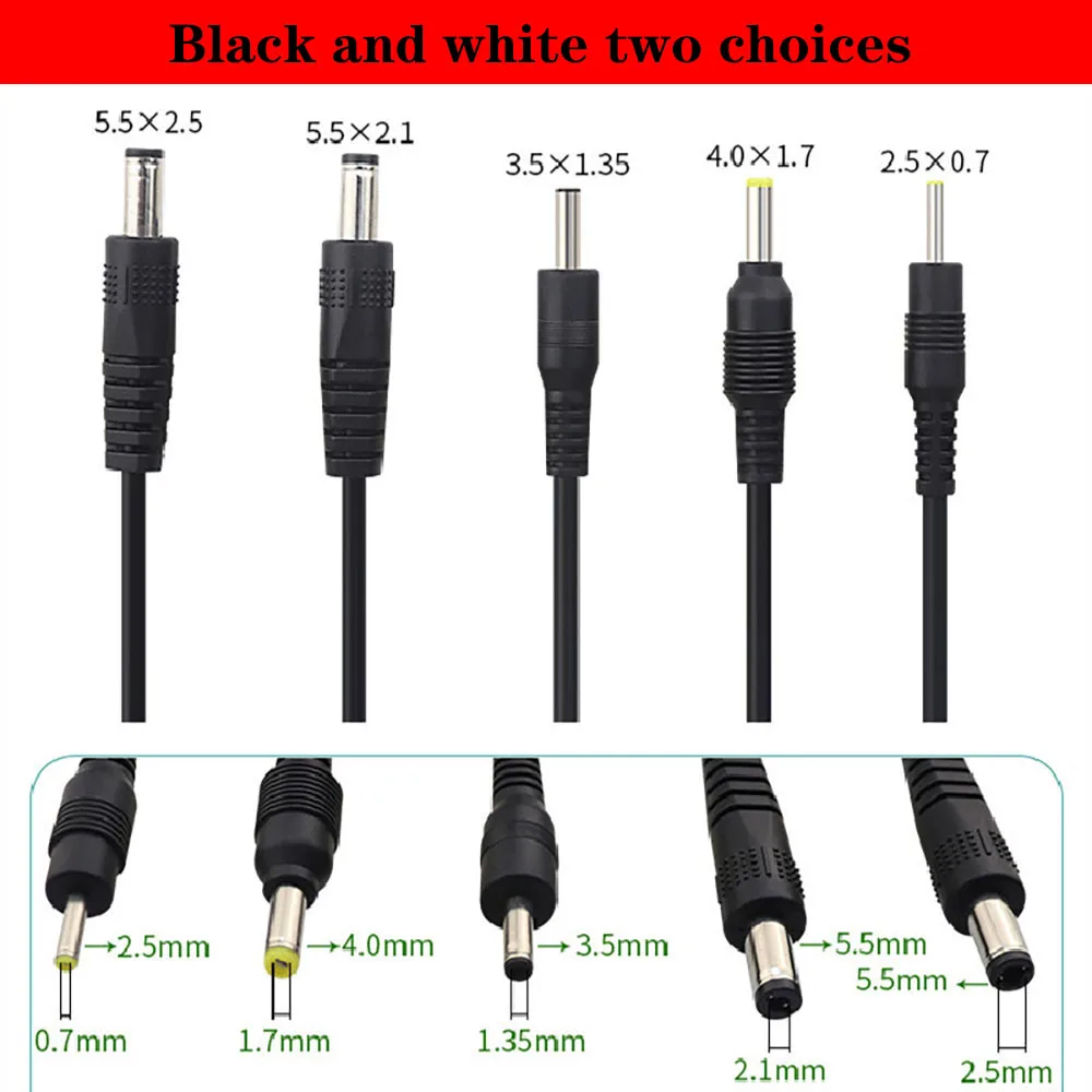 USB 5 V 22awg macho a DC 2,5x0,7mm 3,5x1,35mm x 4,0 1,7mm 5,5x2,1mm 2,5 x/mm 5 voltios DC Barrel Jack Cable de alimentación conector cargador