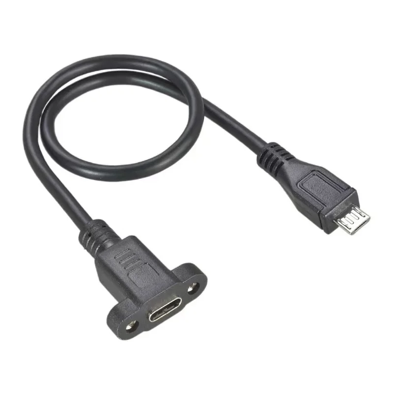 Conector macho Micro Mini USB 2,0 a Cable de extensión hembra Micro USB 2,0 paso 17,5mm con tornillos orificio de montaje en Panel 0,25 m - imagen 5