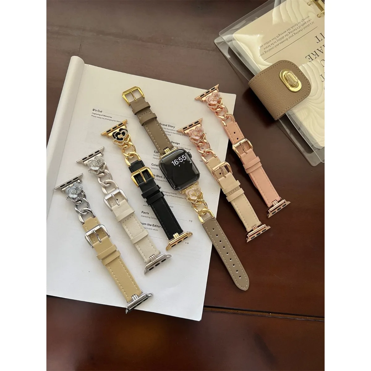 Correa de reloj para Apple Watch 42/44/45/46/49mm 40/41mm correa de reloj de moda de cuero PU para reloj serie Ultra2 11/10/9/8/7/6