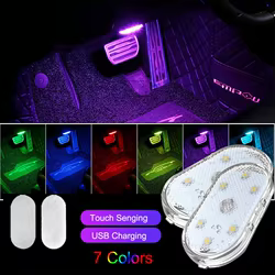 Luz LED con Sensor para Interior de coche, Interruptor táctil recargable por USB, imán de luz, lámpara ambiental inalámbrica, luz de lectura nocturna, luz para coche