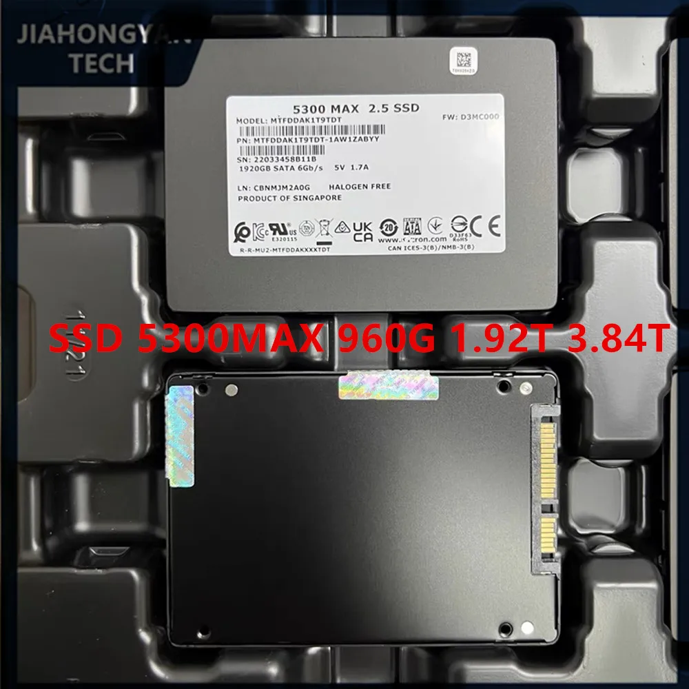 Original para MICRON 5300MAX 240G 480G 960G 1,92 T 3,84 T SATA 2,5 pulgadas servidor SSD unidad de estado sólido empresarial