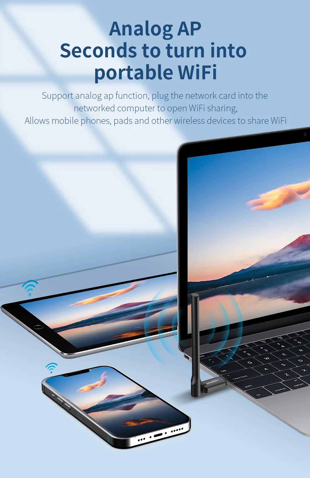 Comfast AX300 Adaptador WiFi USB con Antena Externa para Señal Estable - imagen 5