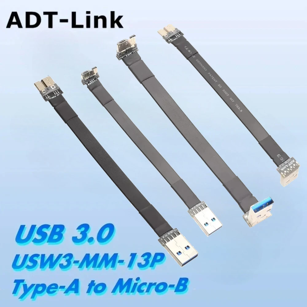 USB 3,0 Micro B a USB 3,0 tipo A macho a macho plegable 90 grados arriba abajo Cable plano Micro-B USB3.0 conector FPC FPV cable de extensión - imagen 2