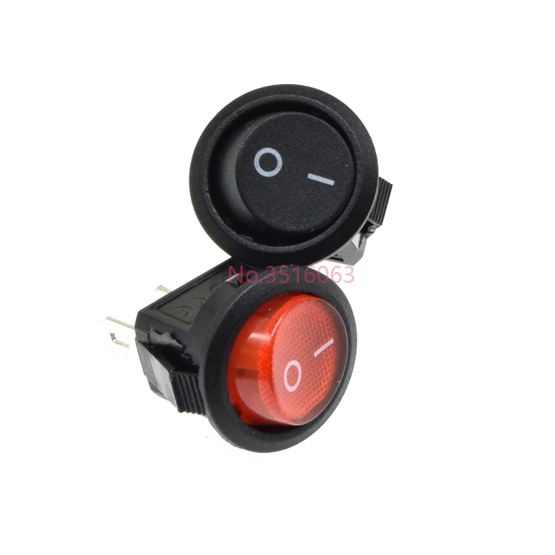 10 Uds rojo/negro KCD1 2PIN 15mm encendido/apagado interruptor basculante de barco redondo DC AC 3A/250V tablero de instrumentos de coche - imagen 5