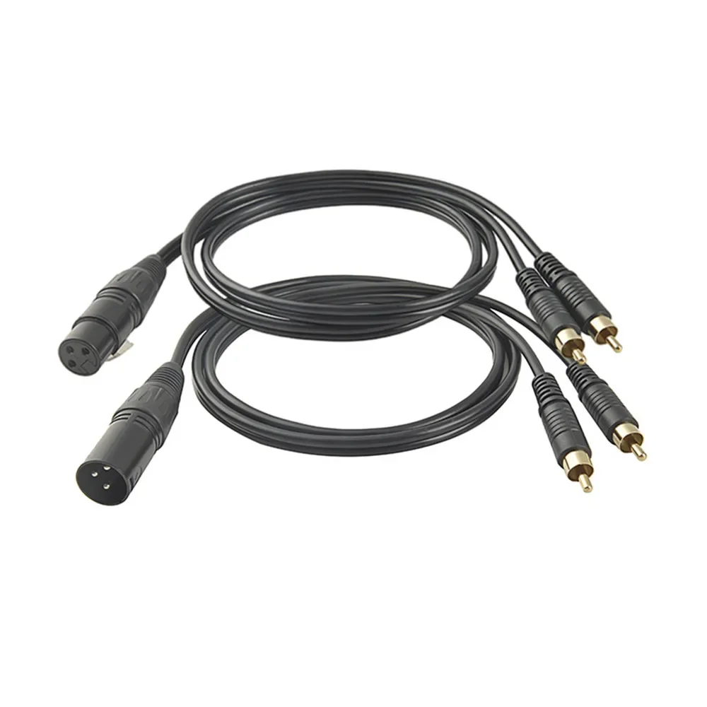 Audio 2 x RCA macho a XLR 3 pines macho hembra Cable amplificador de cañón enchufe de mezcla Cable AV doble XLR a doble RCA 1m