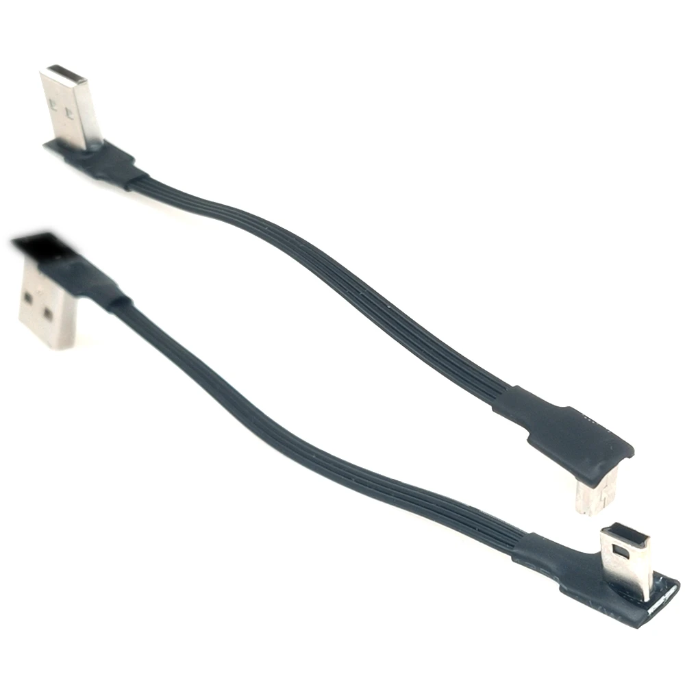 1M plano suave recto y codo MINI USB línea de carga de datos arriba y abajo izquierda y derecha puerto T USB coche MP3 cable de datos universal 10CM