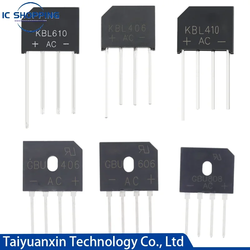 Puente Rectificador 4A 6A 8A 15A GBU406 GBU408 GBU608 GBU610 GBU806 GBU808 GBU1510 GBU606 GBU810 BL406 KBL410 KBL608 KBL610, 10 unidades