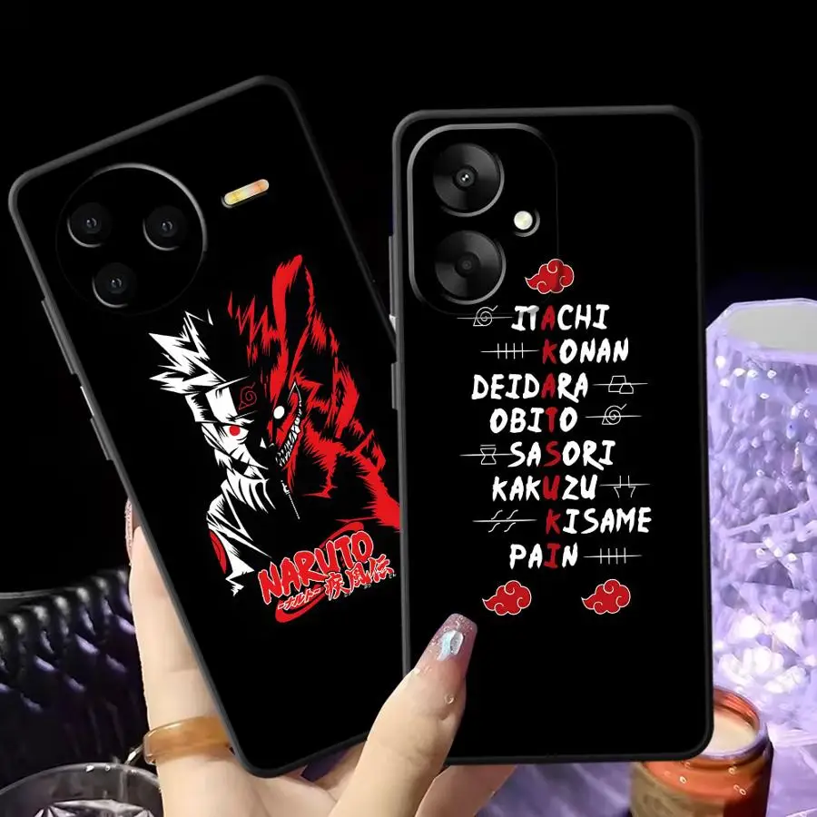 Funda de teléfono suave negra con logotipo artístico de Akatsuki de dibujos animados para Xiaomi Redmi 14C 12C A3 A1 A2 Plus 13C A4 10 A5 K40 K80 Pro 9