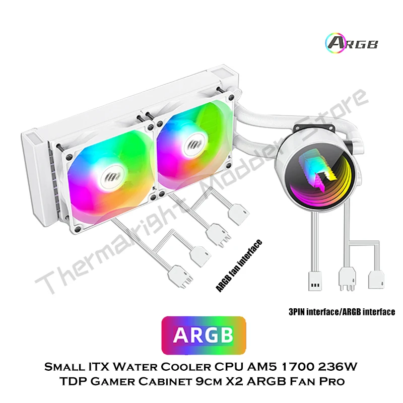 ITX AIO-enfriador de agua de escritorio AM5 1700 236W, disipador de calor líquido TDP para Mini gabinete pequeño para jugadores, ventilador ARGB - imagen 5