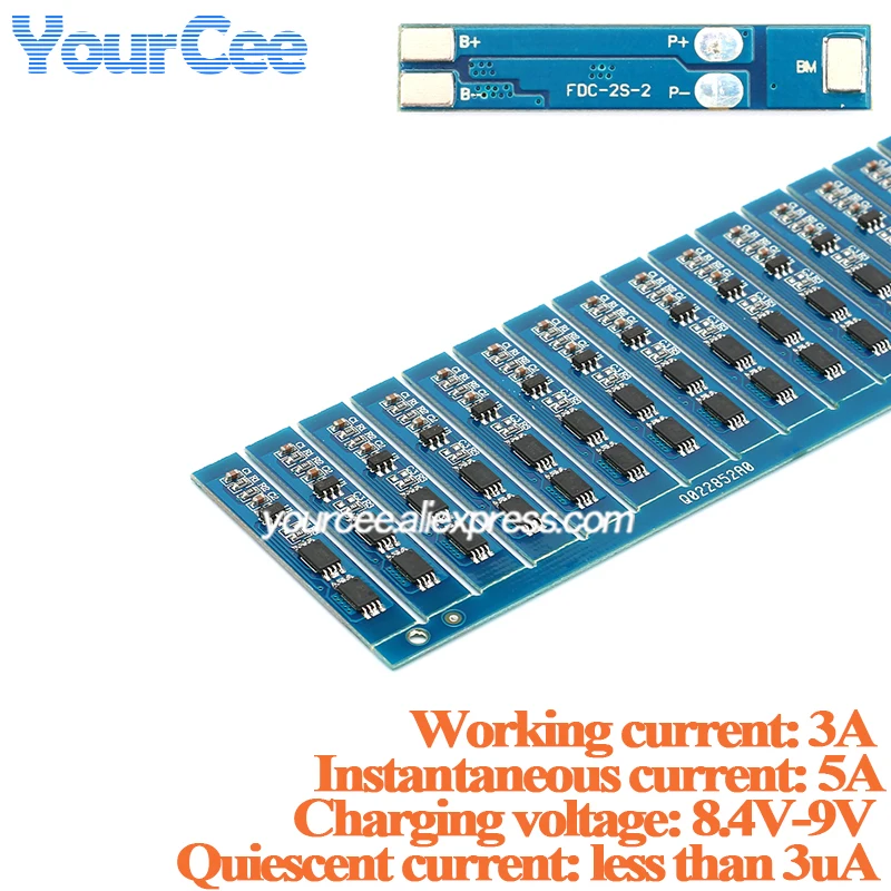 20 piezas/1 unidad 2S 3A Li-ion 7,4 v 8,4 V 18650 Placa de protección del cargador de batería de litio BMS PCM PCB para paquete de baterías Lipo