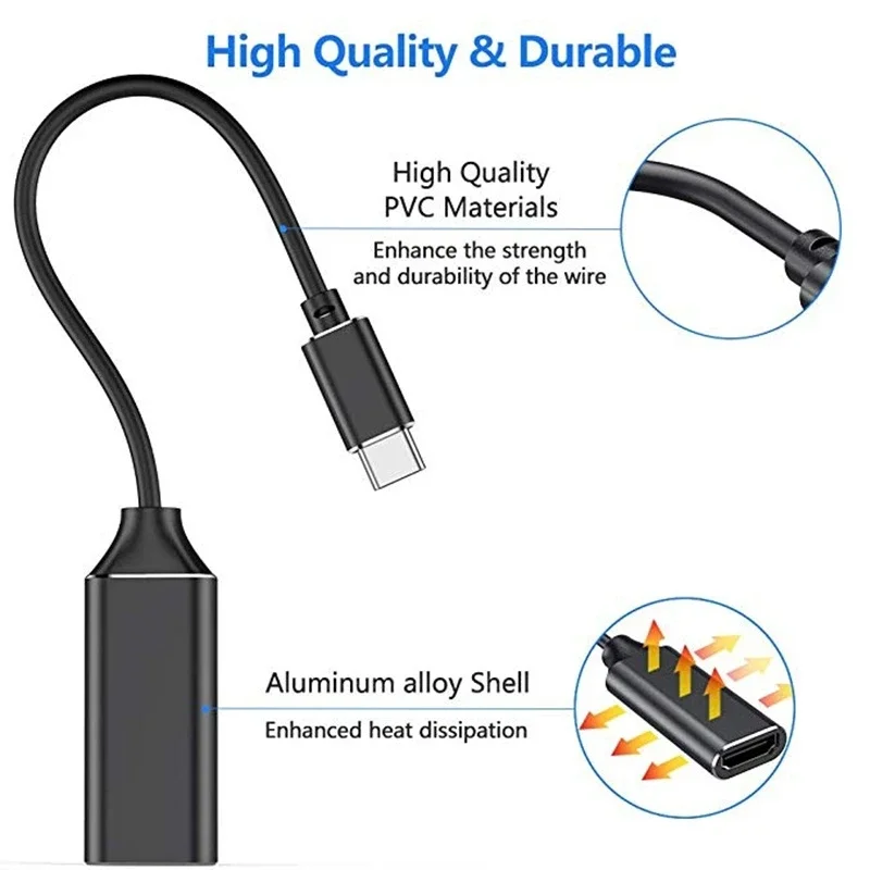 Adaptador de Cable tipo C a HDMI, convertidor Ultra HD, 4k, USB 3,1, HDTV, para MacBook, Chromebook, Samsung S8, S9 - imagen 4