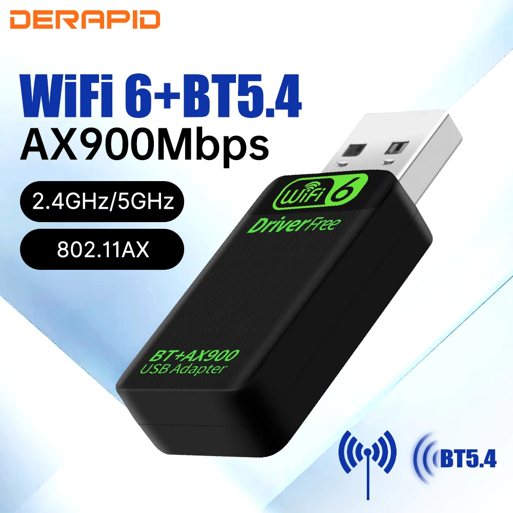 WiFi 6 AX600/AX900 Bluetooth 5,4 WiFi adaptador USB tarjeta de red inalámbrica 2,4G y 5GHz Wi-Fi para PC/portátil Win10/11 controlador gratis
