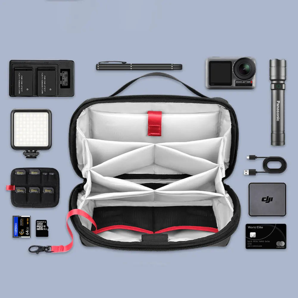 Organizador de cables con múltiples compartimentos, organizador de cables de viaje impermeable, bolsa de almacenamiento de cables para cables de cargador, unidad USB