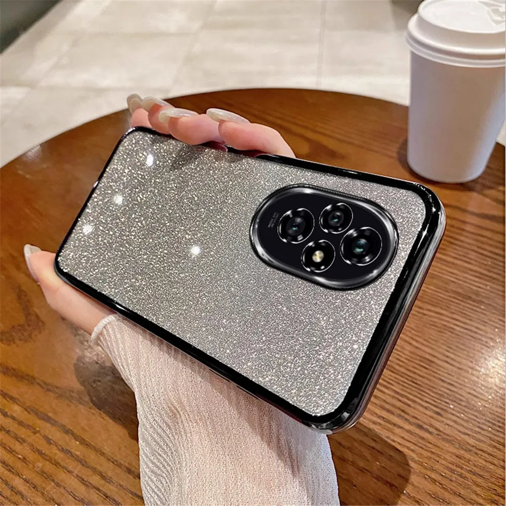 Honor 200 Pro gradiente brillo anillo soporte funda de teléfono para Honor 200 Lite 100 90 80 70 60 50 30 20 Pro SE cubierta trasera de silicona suave - imagen 5