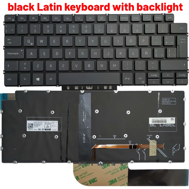 Teclado para ordenador portátil ruso/EE. UU./Brasil/latino/español para DELL Inspiron 13-5390 5391 7390 7391 Latitude 3301 3410 E3301 P114G P129G - imagen 4
