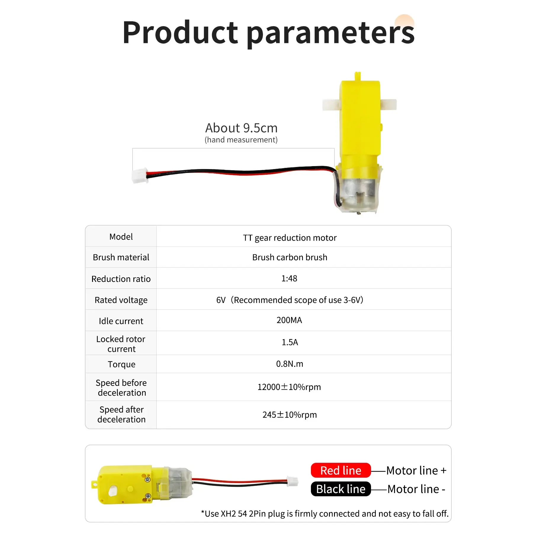 Yahboom TT DC Motor reductor de engranajes eléctricos con soporte, escobillas de carbón y Terminal XH2.54 para Kit de Robot DIY, coche de cuatro unidades - imagen 3