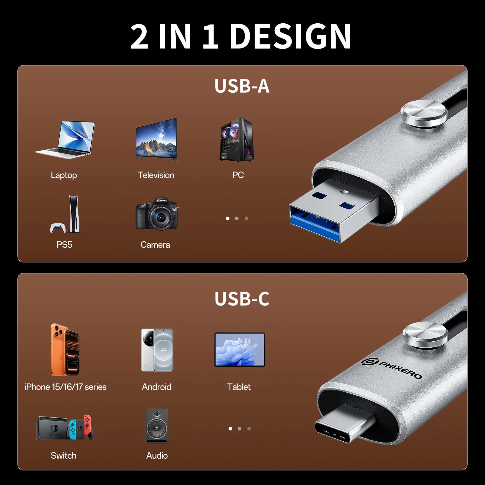 Unidad de pluma de estado sólido portátil PHIXERO 1TB 1073MB/s USB-A tipo C 4K unidad Flash HD 128GB 256GB 512GB 2TB unidad de pluma de estado sólido - imagen 5