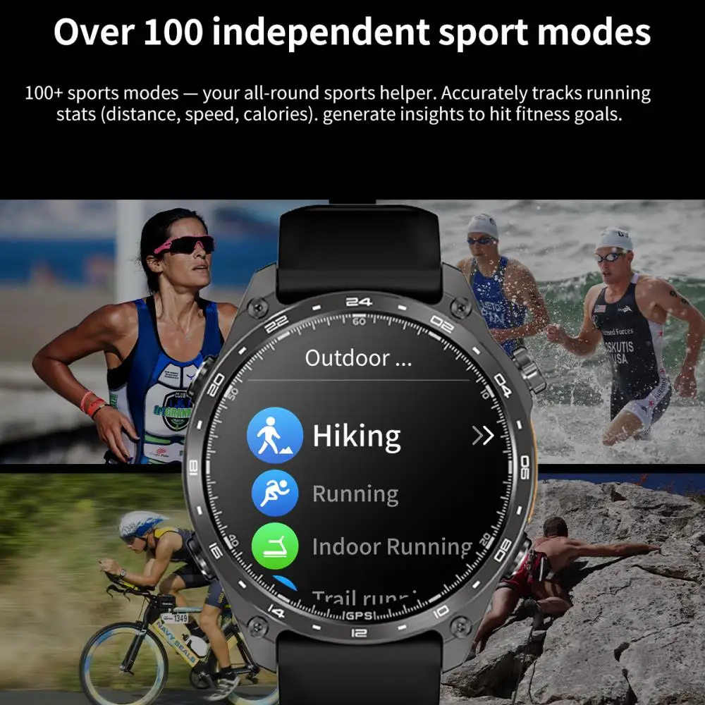 Nuevo reloj inteligente AMOLED con GPS, aplicación deportiva, descarga de 4GB de memoria, mapa sin conexión, resistente al agua, MP3, MP4, iluminación LED, reloj inteligente con dientes azules - imagen 5