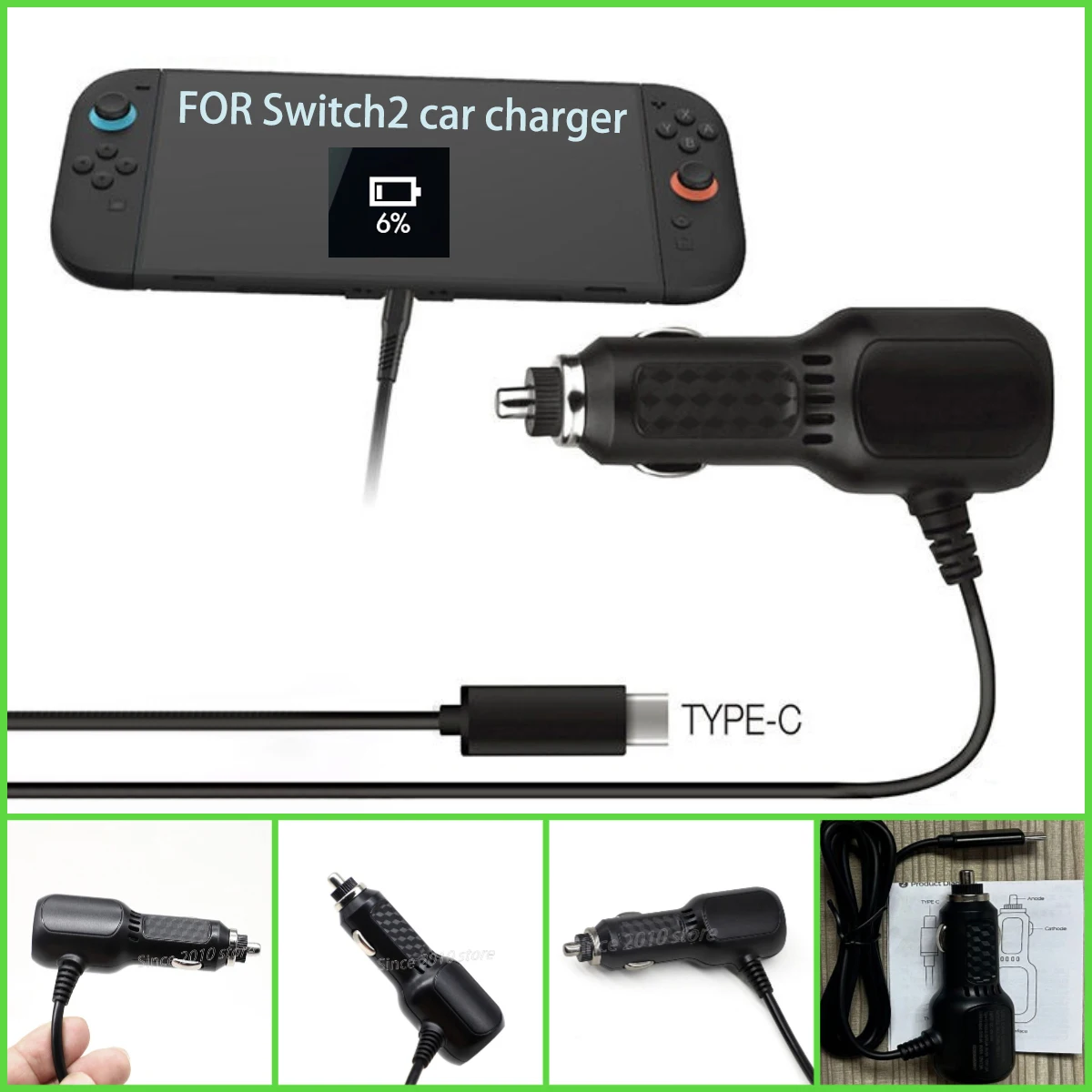 Para Switch2 Host cargador de coche de carga rápida interruptor de cargador de coche tipo C/cargador de coche OLED Host 18W compatible con carga rápida QC3.0 PD