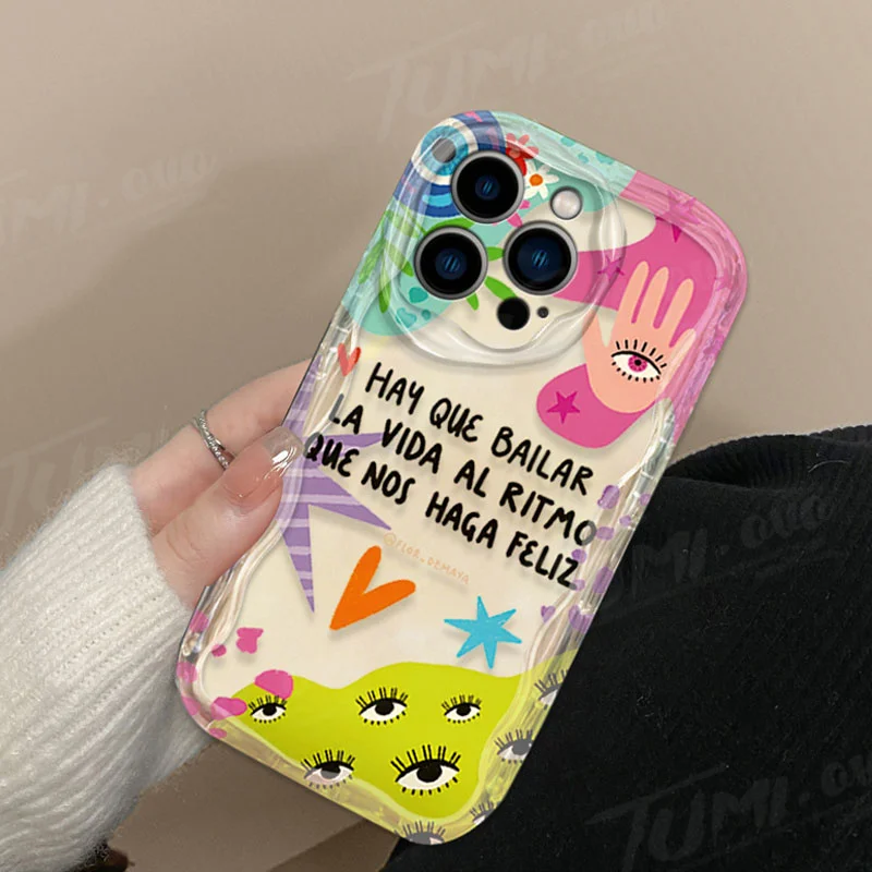 Funda colorida con diseño de ojo de arte, amor, corazón, onda 3D, para iPhone 15, 14, 13, 12, 11 Pro Max X XR XS 8, 7, 6, 6S Plus SE 2020, funda transparente a prueba de golpes - imagen 3