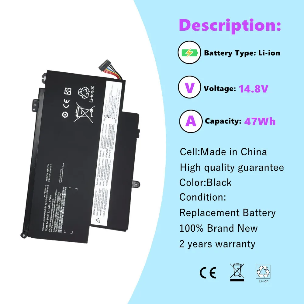 45N1706 14,8 V 47WH batería del ordenador portátil para Lenovo ThinkPad 12,5 "S1 Yoga Series 45N1705 45N1704 45N1707 - imagen 3