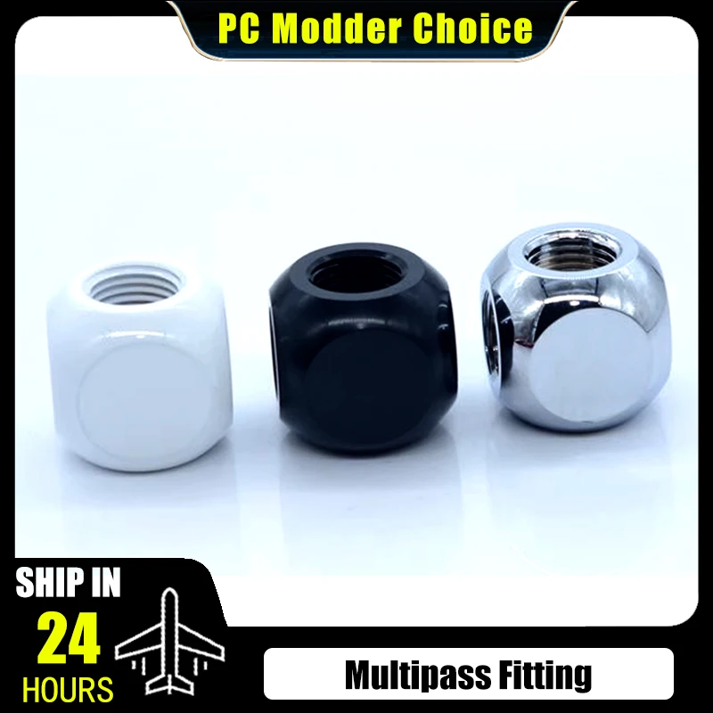 FREEZEMOD cubo de refrigeración por agua Tee-3 divisor en forma de T G1/4''X3 vías rosca interna, negro blanco plata HDTD-3STB