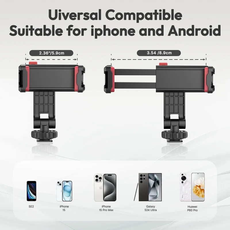 Ulanzi-soporte giratorio de teléfono Ulanzi ST-06S, montaje de trípode con zapata fría, abrazadera de Clip para teléfono, vídeo Vlog, 360 ° - imagen 4