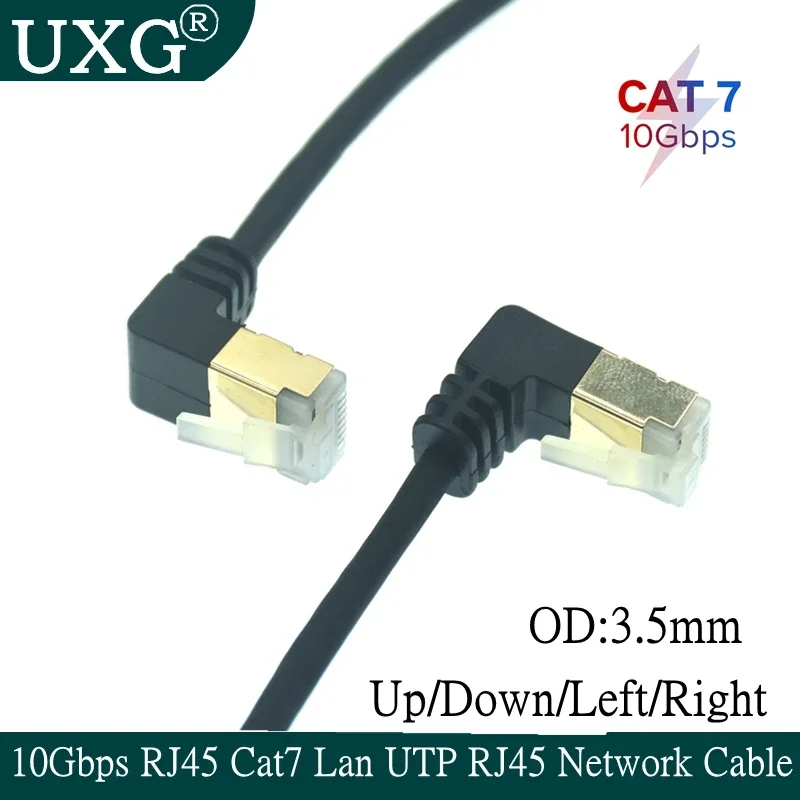 Cable Lan RJ45 Cat7 de 10Gbps, Cable de red UTP RJ45, Cable Ethernet para Cat6, Compatible con Cable de parche de 90 grados hacia arriba y abajo, ángulo recto