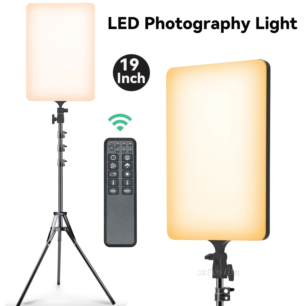 Fotografía iluminación en vivo pantalla grande de 19 pulgadas luz de relleno plana foto luz de vídeo iluminación trípode soporte para Tiktok Shooting Live - imagen 2